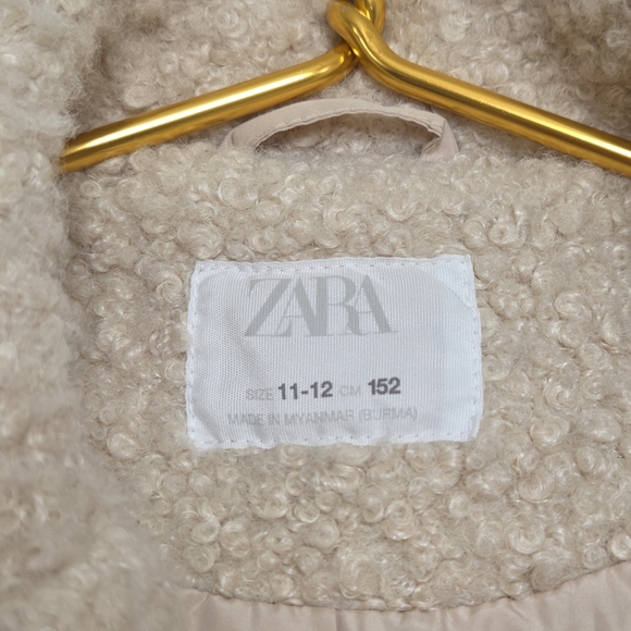 Zara Cream Light Pink Teddy Jacket Girls - Picture 6 of 15